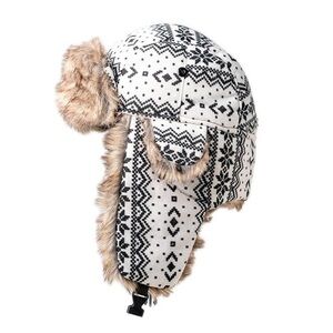 SA Nordic trapper fur lined earflap hat w chin buckle. One size fits most.